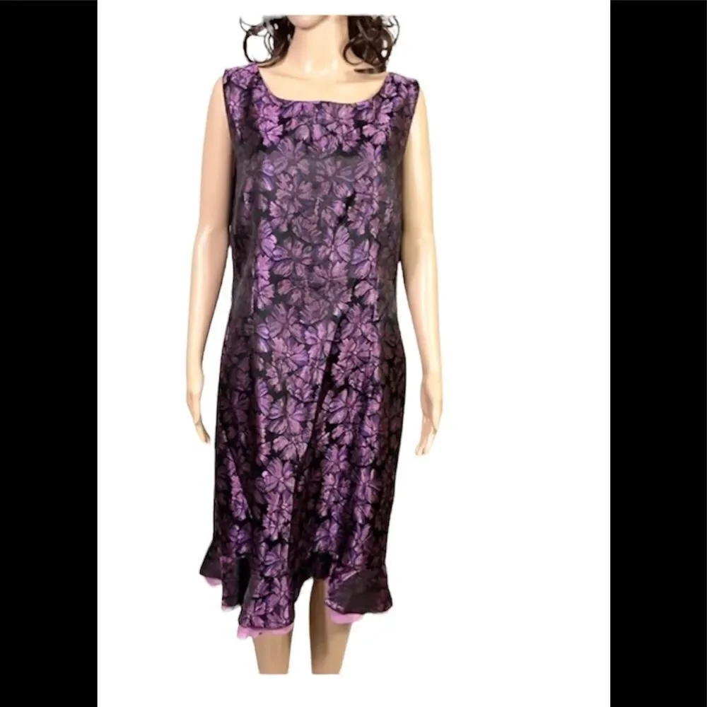 NEW Nipon Boutique Onyx Purple Metallic Floral Dress Jacket Matching Set 16